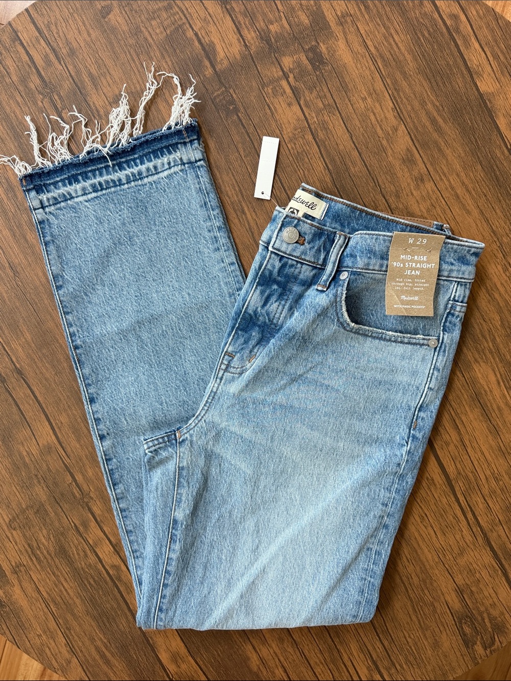 NWT Madewell Mid-Rise ’90s Straight Jeans Raw Hem Size 29 - Picture 7 of 7